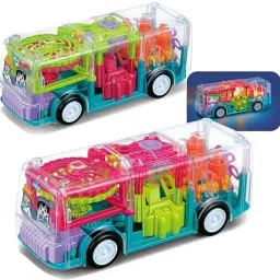 jolary Transparent Gear Bus with Sound and Light Bus Toy for Boys and Girls image 2
