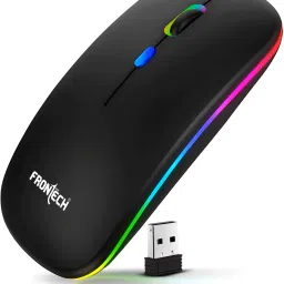 Frontech RGB Wireless Mouse – 2.4GHz/Bluetooth, 1600 DPI, Rechargeable Wireless Ambidextrous Optical Mouse with Bluetooth-45