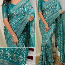Printed Banarasi Cotton Blend Saree-image-27