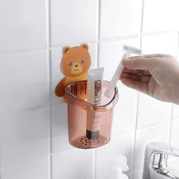 webdealz Pack of 2 Teddy Bear Tooth Brush Holder with Adhesive Sticker (No Drill) x2.603 Hook 1-picture-7