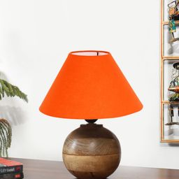devansh Orange Cotton Table Lamp With Wood Natural Base --28 For Bedroom, Living Room Table Lamp-picture-38