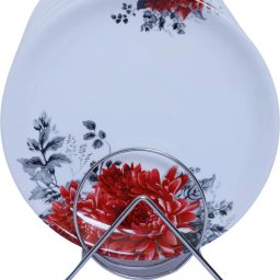 Floral Printed Melamine Round Snacks/Starters Quarter Dinner Plates/Plates for Kitchen Use Sizzler Tray-19