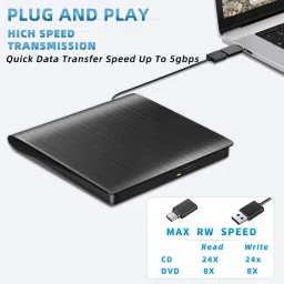 BKC External CD/DVD Drive for Laptop, USB 3.0 & Type-C, Portable CD +/-RW Burner External DVD Writer image 3