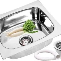 Glossy Finish Stainless Steel Sink with SS Coupling And adjustable Plastic Pipe Monarch_18x16x8 Vessel Sink-image-80