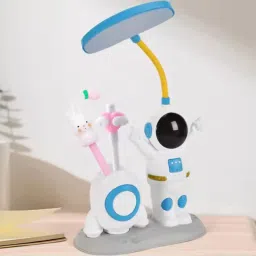Astronaut PVC Plastic Table Top Desk Led Lamp with Space Rocket Pencil Sharpener Study Lamp-image-26