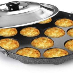 Appam Patra | Gas Safe Cookware Kitchen Use | 12 Cavity Pan Non Stick Appe Maker Paniarakkal with Lid 0.5 L capacity 23 cm diameter-picture-7