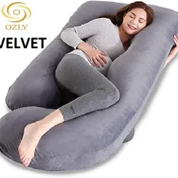 ultra soft j shaped pillow Microfibre, Polyester Fibre Solid Pregnancy Pillow Pack of 1-image-80