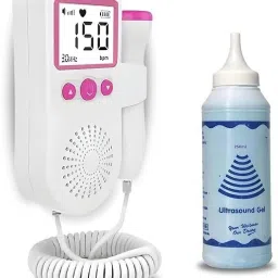 Mini Fetal Doppler Heart Monitor with Speaker & Display + 250ml Ultrasound Gel White, Pink Fetal Doppler-image-82