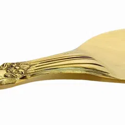 Brass Rice Serving Spoon Big Set of 1 pc, Floral Design, 9'' Inch Rice Palta Brass Serving Spoon-image-36