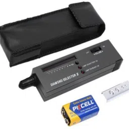 Diamond Selector II Diamond Tester 2 Gemstone Selector II with LED Indicator Jewel Jewelery Gems Diamond Testing Tool Portable Culti Diamond Selector 2 Electronic Diamond Tester Genuine Real Diamond or Fake Diamond Indicator with Metal Stone Rest + Soft Carrying Case + 9 Volt Battery Probe and Tester Electronic Hobby Kit-0
