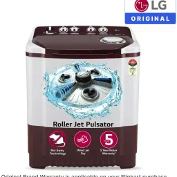 lg 8.5 kg 5 Star with Roller Jet Pulsator with Soak, Wind Jet Dry and Collar Scrubber Semi Automatic Top Load Maroon, White image 2