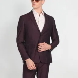 Men Geometric Pattern Two Piece Suit Solid Suit-4