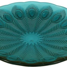 7.5 Inch Quarter Plate Serving Dish Blue Peacock Feather carved theme Platter Quarter Plate-40