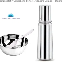 Stainless Steel Baby 3Pc Dinng Set (Bowl, Spoon and 250ML Feeding Bottle) - 304 Food Grade Stainless Steel-16