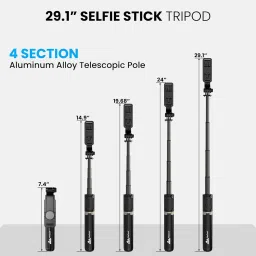lookat Bluetooth Extedable Selfie Stick with Wireless Remote,103 Cms Long Selfie Stick,Detachable Mobile Holder Bluetooth Selfie Stick image 2
