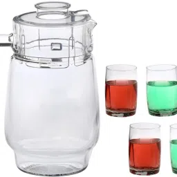 Versatile Transparent Jug & 4 Glass Set for Beverage Serving -D14 Jug Glass Set-35