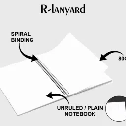 rlanyard Spiral A4 Notebook unruled/plain, Notebook for Students 200 Pages image 3