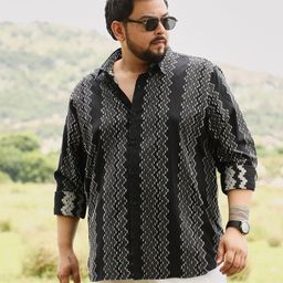instafab plus Men Regular Fit Striped Spread Collar Casual Shirt-picture-0