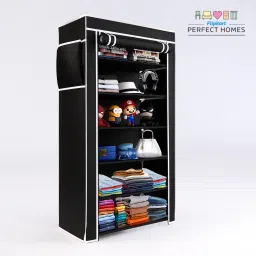 6 shelfs plastic pipes & cover PP Collapsible Wardrobe-image-3