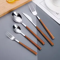 5 Piece Spoon Fork Knife Cutlery Set Modern Flatware Tableware Gift Set Stainless Steel Cutlery Set-image-46