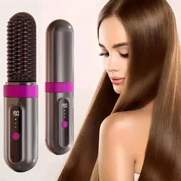 LUFJIKA Two-in-One Versatile Ultra Fast Heating Electric Mini Hair Straightener 3 Gear Control Rechargeable Electric Comb Brush for women Hair Hair Straightener-picture-48