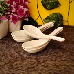Soup Spoon/Melamine Soup Spoon Set of 6 Microwave Safe/Soup Spoon(14cm) (White) Melamine Soup Spoon Set-image-6