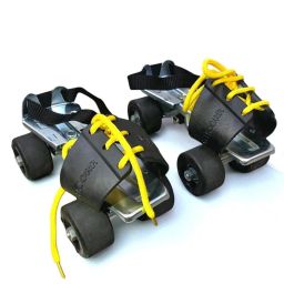 Adjustable Roller Skates, Metal Frame with PVC Flaps, Blue Wheels, Yellow Laces, Quad Roller Skates - Size Free UK-image-51