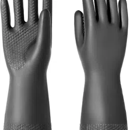 1 PAIR Cut Wet and Dry Glove Rubber Reusable Construction Gloves (Color Black) Rubber Safety Gloves-24