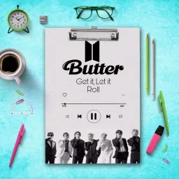 Wooden Clipboard | "Butter Get it, Let it Roll BTS Army" Exam Board.-image-16