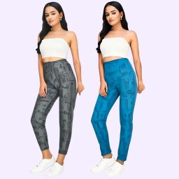 Pack of 2 Women Printed Black, Blue Track Pants-image-53
