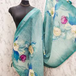 Linen Blend Floral Print Multicolor Women Dupatta-image-75