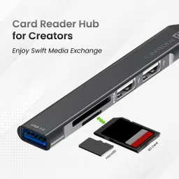Portronics Mport 31 Plus USB Hub (5-in-1), USB & Type-C Plugs, USB 3.0 & 2.0, Card Reader USB Hub image 5