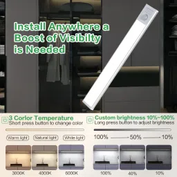 BLAPOXE Ultra-Thin LED Motion Sensor Light | 3-Tone Lighting | USB Rechargeable Motion Sensor Light image 4