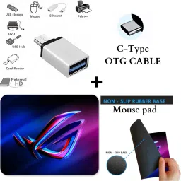 Henture 5-in-1 Keyboard and Mouse Combo with USB Hub, C-Type OTG Cable, and Mouse Pad Combo Set image 5