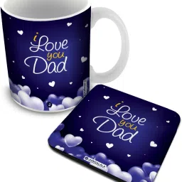 I Love You Dad Printed with Coaster Combo Gift for Father | Special Gift for Dad, Father's Day gift for Dad, Birthday Gift for Father Ceramic Coffee Mug-image-4