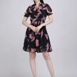 the behruz theory Women A-line Black Knee Length Dress-picture-24