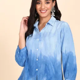 Women Regular Fit Dyed/Ombre Casual Shirt-image-90