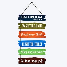 Bathroom Rules Signs Wood Art Decor Wall Hanging Decoration Items-image-32