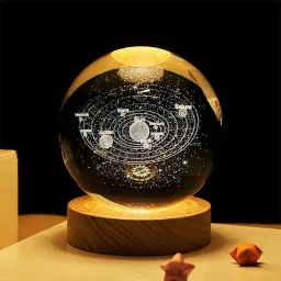 3D Galaxy Crystal Ball Night Lamp - Celestial Wonder Multicolor Wooden Sky Lantern-image-80