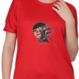 Women Graphic Print Round Neck Pure Cotton Red T-Shirt-image-13
