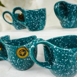 Pack of 6 Ceramic Marble Green Mug Gift Set – 6 Piece Ceramic Mug-image-0