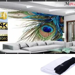 Moiz 60 Inch- 4.5Ft x 2.4Ft Anti-Creased, Foldable Anti-Light,16:9 4K Eyelet full HD Projector Screen (Width 152 cm x 75 cm Height)-40
