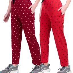 Pack of 2 Women Polka Print Multicolor Track Pants-image-59