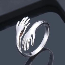 HUG RINGH SILVER Stainless Steel Brass Plated Ring-image-22