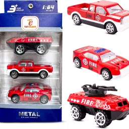 Free Wheel Die-Cast 3pcs Metal Fire Rescue Vehicles Set-2, 1:64 Scale Model Toys-image-39