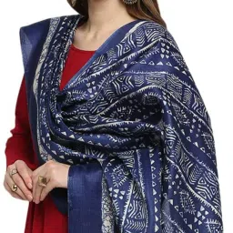 Cotton Silk Printed Blue Women Dupatta-image-9