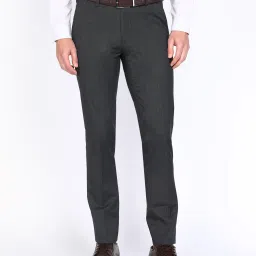 Men Slim Fit Grey Polyester Trousers-picture-7