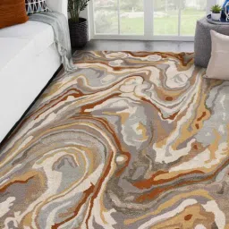 saraswati global Beige Abstract Wool And Viscose 8X10 Hand-Tufted Carpet-picture-11