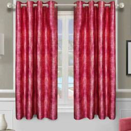 romee Pink Polyester Textured 5FT Light Filtering Eyelet Window Curtains (Pack of 2)-picture-13