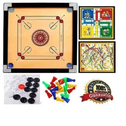 HIGH GLOSS FINISH CARROM BOARD 20 INCH SMALL WITH LUDO (COMBO PACK) 4 cm Carrom Board-picture-28